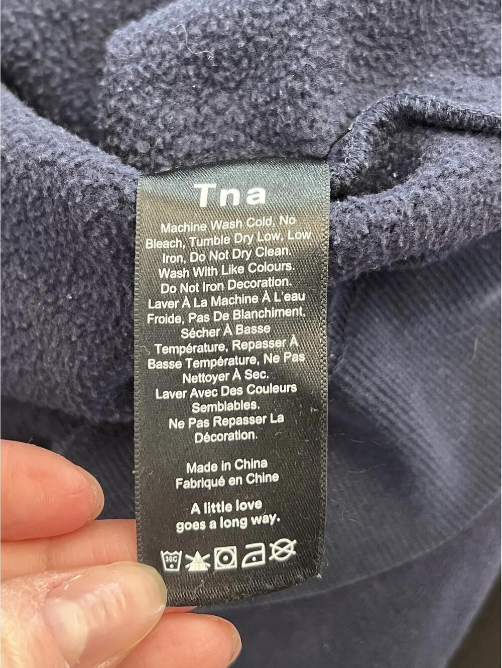 TNA Aritzia Navy Blue Pullover Hoodie Women’s Size Small Cozy Sweatshirt - Picture 5 of 7